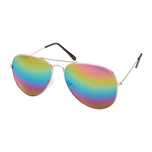 Piloten zonnebril met regenboog spiegel lenzen