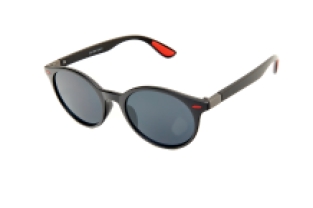 Modern rond mat zwart rode details