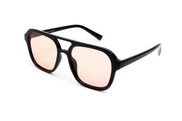 Aviator oversized straight black lightbrown lens