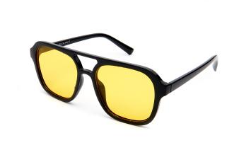 Aviator oversized straight black yellow lens
