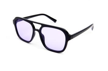 Aviator oversized straight black lilac lens