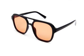 Aviator oversized straight black orange lens