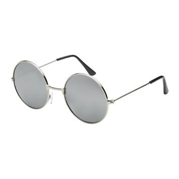 Hippie ronde zonnebril | zilveren spiegel lenzen